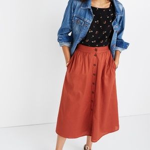 Madewell Button Skirt - Burnt Red - Size 2
